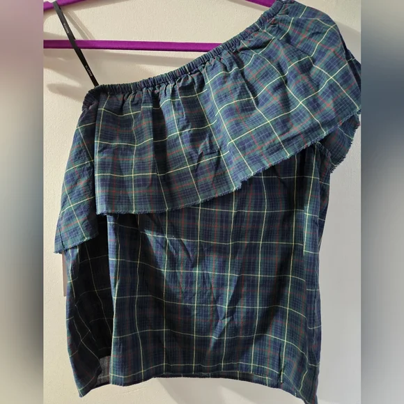 Bailey/44 Plaid One-Shoulder Ruffle Top - Picture 3 of 10